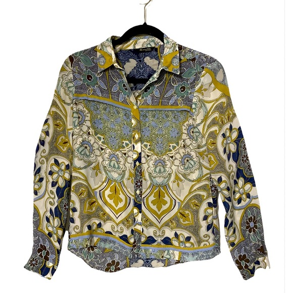 NWOT Mossimo Dutti Paisley Ling Sleeve Bottom Up Shirt Size 2 - Picture 2 of 14